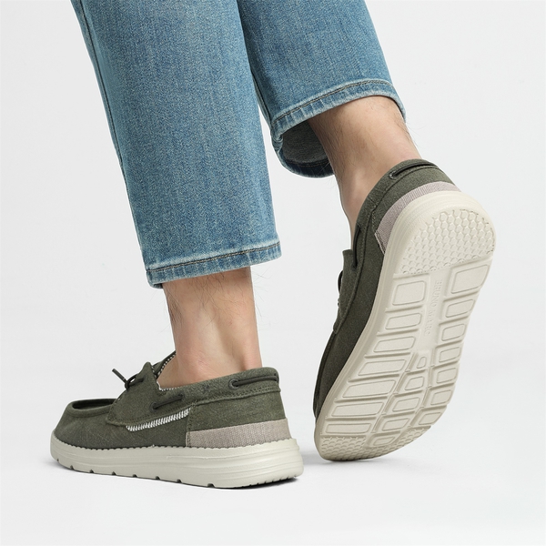 Men's Casual Slip-On Canvas Loafers - OLIVE GREEN - 7